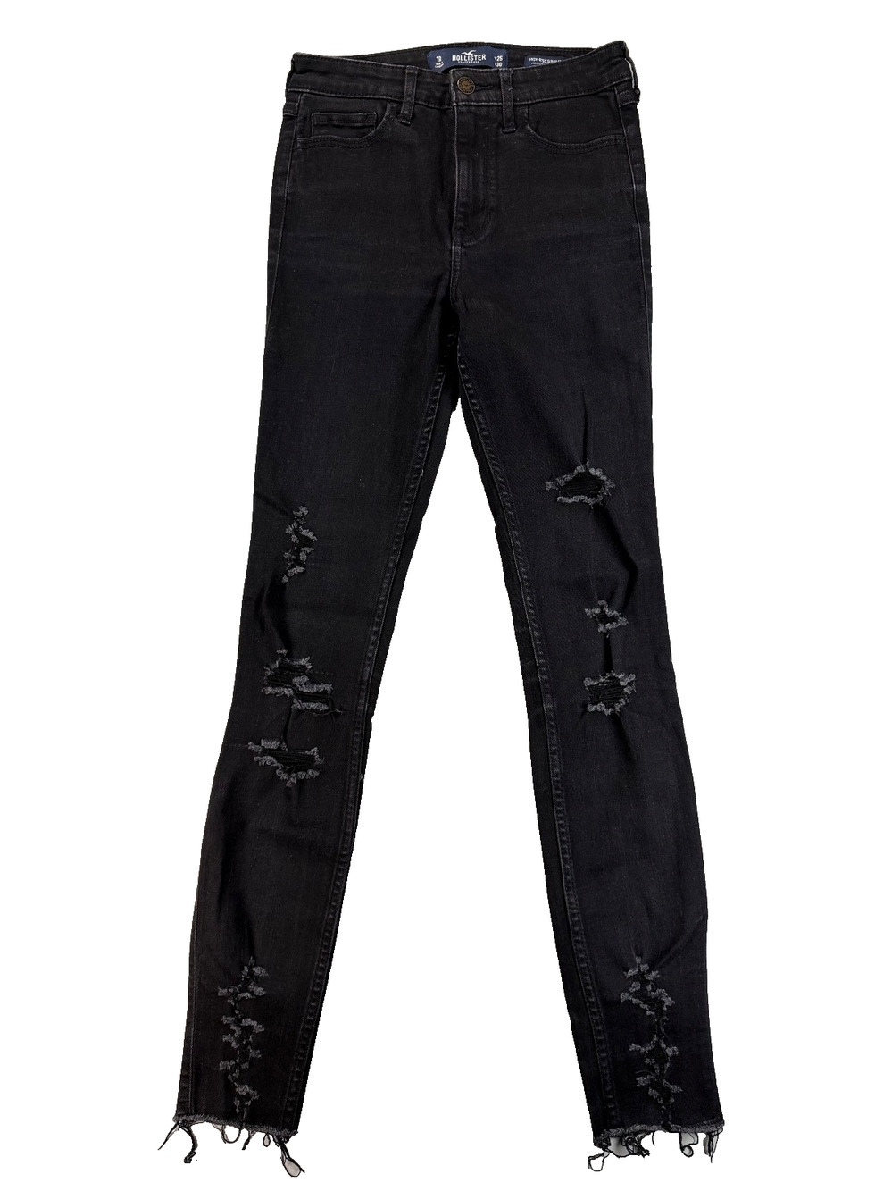 Hollister High-Rise Super Skinny Distressed Black Jeans (Women's 1R / 25)